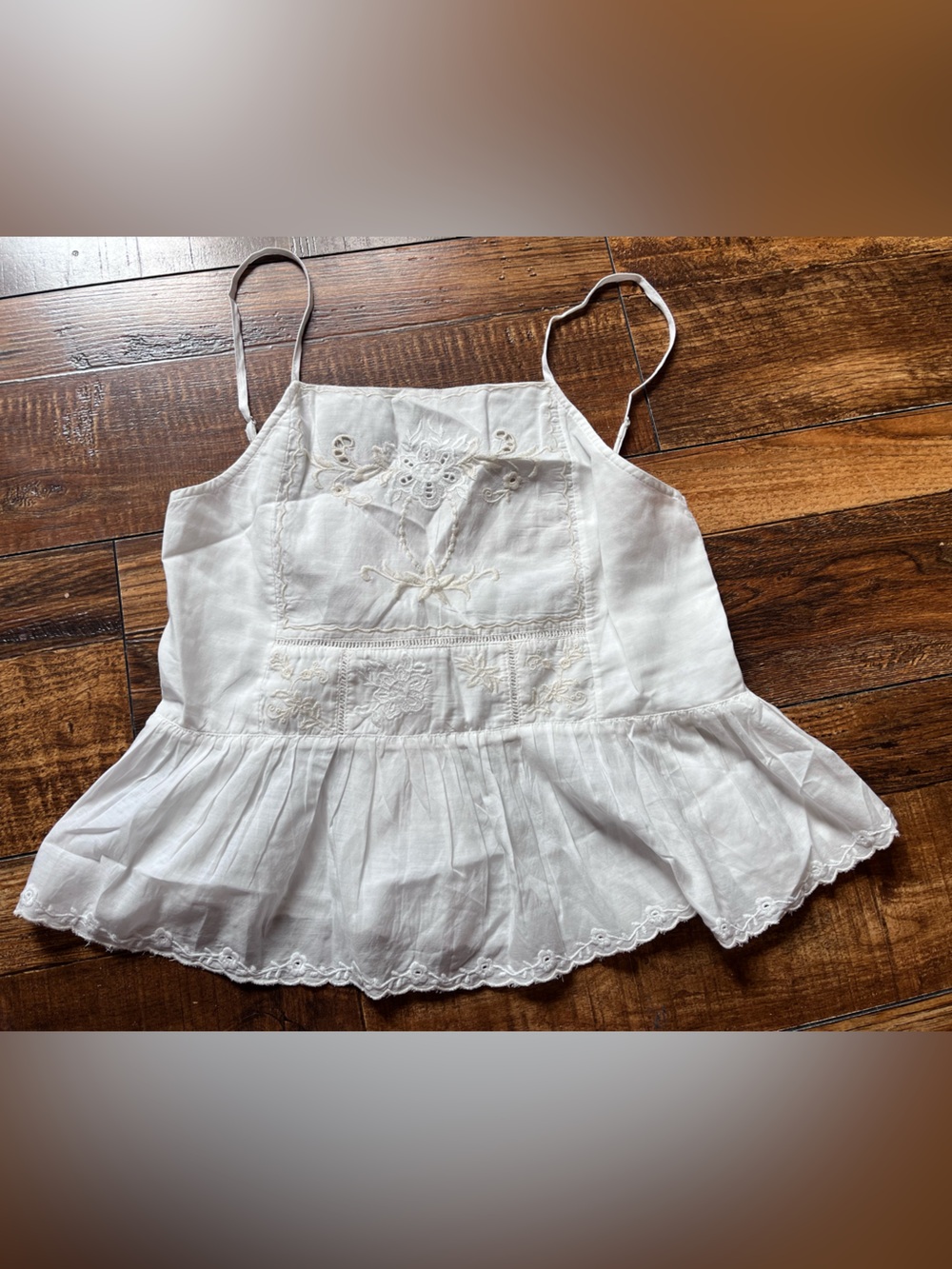 Zara White Linen Blend Tie-Shoulder Top